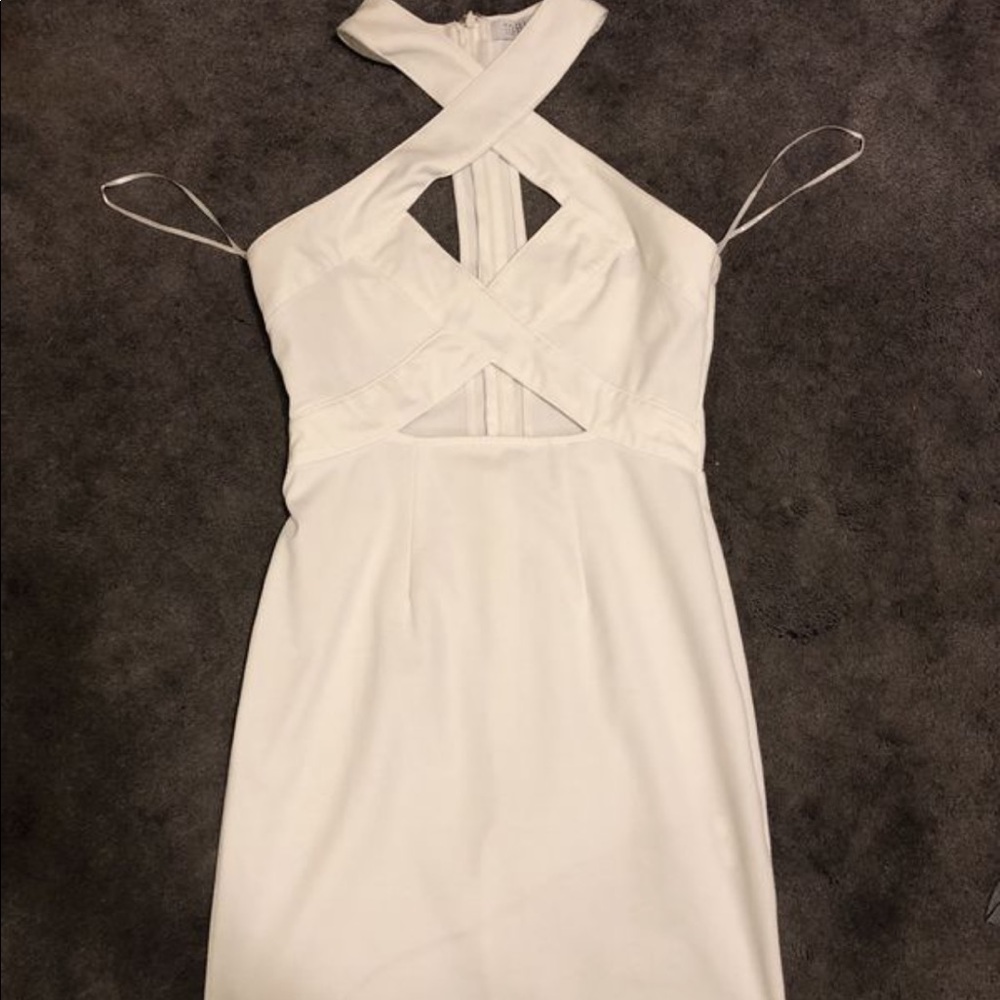 White cross cross front dress